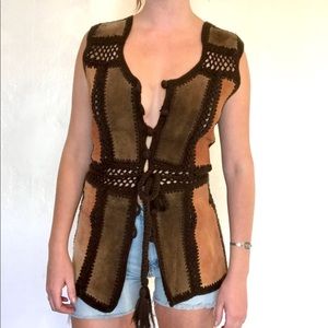 Vintage Suede Patchwork Crotched Vest